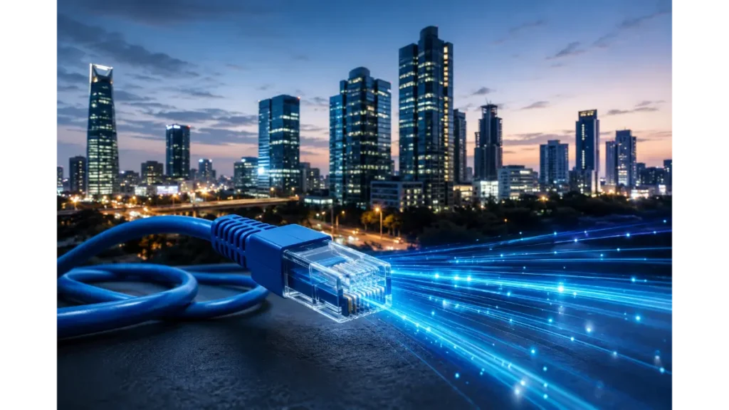 High-speed fiber optic internet leased line setup for Hyderabad startups.